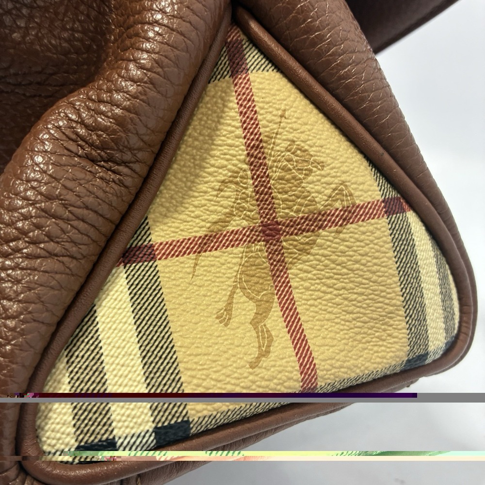 Burberry Leather Haymarket Check Horn Toggle Shoulder Bag Purse Brown Colorway - Picture 7 of 16